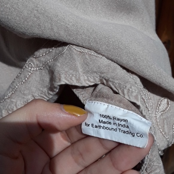 Earthbound Tan Embroidered Crochet Tank Top Size M - Picture 5 of 7